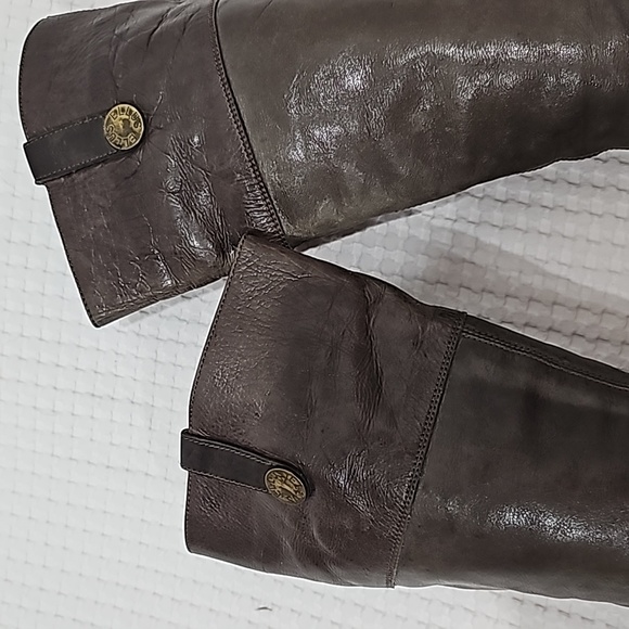 ELLUS Leather tall boots round toe zipper closure Size 6 rubber soles - Picture 7 of 13